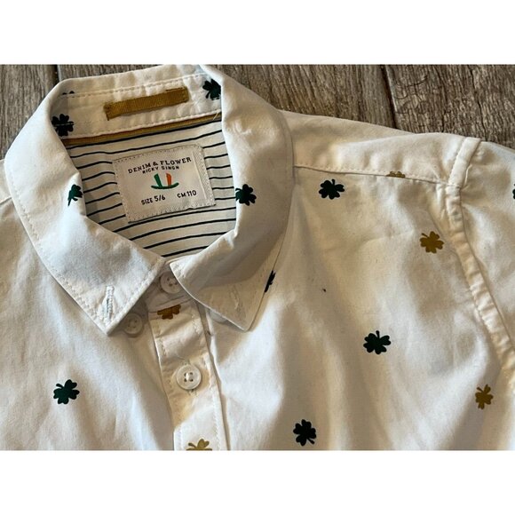 Denim & Flower Luck of the Irish Shirt Notre Dame boys 5 6 Clover Lucky - Picture 5 of 7